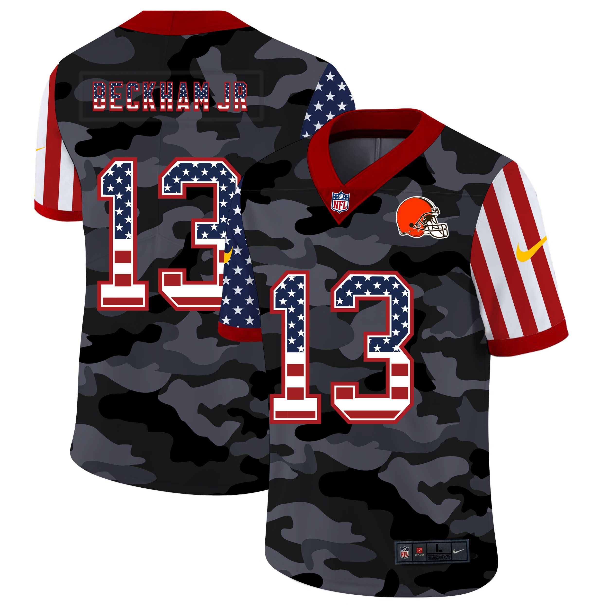 Men Cleveland Browns #13 Beckham jr 2020 Nike Camo USA Salute to Service Limited NFL Jerseys->new orleans saints->NFL Jersey